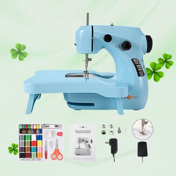 [St. Patrick's Special] HTVRONT Mini Sewing Machine for Beginners + Extension Table + 42 Pcs Sewing Set +Neddle Threadar+4pcs Metal Bobbins