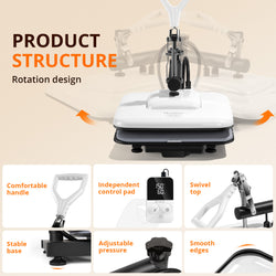 [Essential Bundle] Manual Heat Press Machine 15" x 15" 230V - (2 Colors) & 52 Pcs Heat Press Accessories (HTV, Heat Transfer Paper, Subli Paper, Tools)