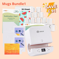 [Christmas Deals]Auto Tumbler Heat Press Machine+ Mugs bundle (12/6 pack Sublimation Mugs Blank 11oz +Sublimation Paper*150+ Sticker Paper*20)