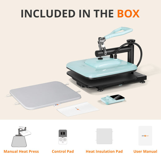 [⚡Flash Deal] Manual Heat Press Machine 15" x 15" 230V - (2 Colors) & Free Materials