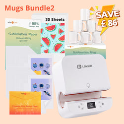 [Christmas Deals]Auto Tumbler Heat Press Machine+ Mugs bundle (12/6 pack Sublimation Mugs Blank 11oz +Sublimation Paper*150+ Sticker Paper*20)