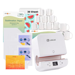 [Christmas Deals]Auto Tumbler Heat Press Machine+ Mugs bundle (12/6 pack Sublimation Mugs Blank 11oz +Sublimation Paper*150+ Sticker Paper*20)