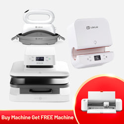 [Buy Machine Get Free Machine] HTVRONT Auto Heat Press Machine 15" x 15" + Tumbler Heat Press Machine + Hat Heat Press Machine + Loklik Cutting Machine