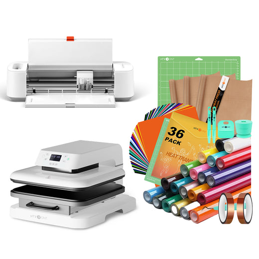 [Essential Bundle] HTVRONT Auto Heat Press Machine 15" x 15" + Loklik Crafter™ Cutting Machine + Materials Bundle