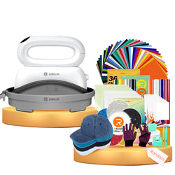 [All-in Bundle] Hat Heat Press Machine+All-in Bundle(Baseball Cap*4+HTV*46+PUFF HTV*8+Glitter HTV *5+Sumblimation Paper*25+Sumblimation HTV*10+Transfer paper*10+PTFE Teflon Sheet*2+Weeding Tools*5+1Pair Gloves+Mat≥￡133)