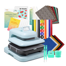 [New Year Deals]LOKLiK Auto2 Heat Press+New Year Bundle(PUFF HTV*8+Glitter HTV*5+Christmas HTV*13+Sumblimation Paper*30+Sumblimation HTV roll+Transfer paper*6+PTFE Teflon Sheet+Weeding Tools≥83 ￡)