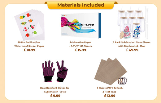 [Glasses Bundle]Auto Tumbler Heat Press Machine 230V +Glasses bundle (8pack Sublimation Glass Blank 16oz +Sublimation Paper*150+ Sticker Paper*20+PTFE Teflon Sheet*3+Heat Press tape*3+1Pair Gloves≥￡95)