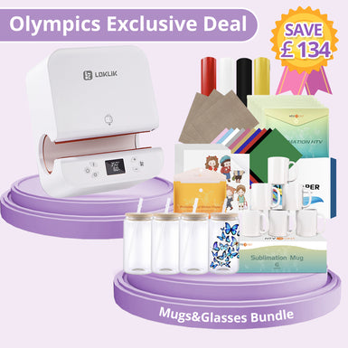 [Olympics Exclusive]Auto Tumbler Heat Press Machine 230V+Olympics Exclusive Bundle(Sublimation Paper*30+Sublimation Glass 16oz*4+Mugs Blank 11oz*6+HTV*10+Sublimation HTV*5+Sticker Paper*10+4Rolls Adhesive Vinyl+PTFE Teflon Sheet*3+Heat Tape*3≥￡124)