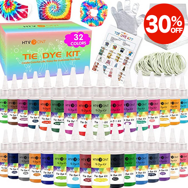 Tie Dye Kit - 32 Vibrant Colors Pre-Filled Bottles [Clearance]