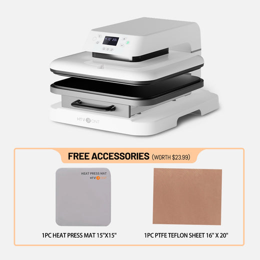 【Limited Time Deals】HTVRONT Auto Heat Press Machine 15" x 15"  230V - (2 Colors) & Materials Box For Free