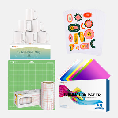 [Sublimation Mugs Bundle] 6 Pack Sublimation Mugs & Sublimation Paper & Adhesive Vinyl Bundle