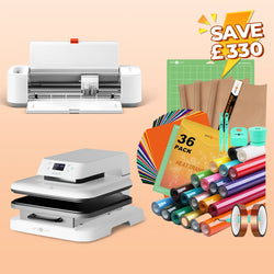 [Essential Bundle] HTVRONT Auto Heat Press Machine 15" x 15" + Loklik Crafter™ Cutting Machine + Materials Bundle