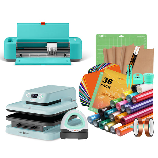 [Advanced Bundle] HTVRONT Auto Heat Press Machine 15" x 15"  220V + Mini Heat Press Machine + Crafter™ Cutting Machine + Materials Bundle