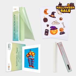 [Halloween Sublimation Kit] 200 Sheets Sublimation Paper & Sublimation HTV & Sticker Paper Bundle