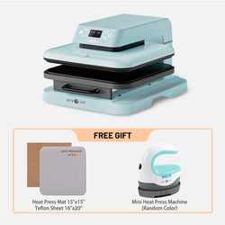 HTVRONT Auto Heat Press Machine 15" x 15" 110V & Free Mini Heat Press Machine