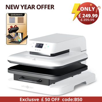 【Limited Time Deals】HTVRONT Auto Heat Press Machine 15" x 15"  230V - (2 Colors) & Materials Box For Free