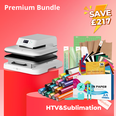 [Premium Bundle] HTVRONT Auto Heat Press Machine 15" x 15"  220V + HTV & Sublimation & Tools Bundle（≥￡157）