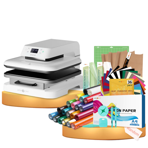 [Premium Bundle] HTVRONT Auto Heat Press Machine 15" x 15"  230V + HTV & Sublimation & Tools Bundle（≥￡157）