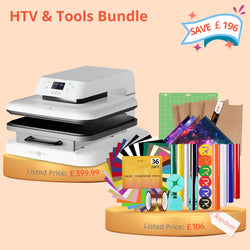 [HTV & Tools Bundle] HTVRONT Auto Heat Press Machine 15" x 15"  230V + HTV & Tools Bundle（≥￡106）