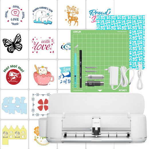 [Everything Bundle] LOKLiK iCraft™ Cutting Machine + Everything Bundle (36 sheets HTV, 8 rolls adhesive vinyl, 25 sheets printable vinyl, cutting mat, weeding tools)