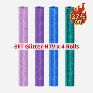 4 Rolls 8FT Glitter Multi-Color HTV Vinyl Bundle