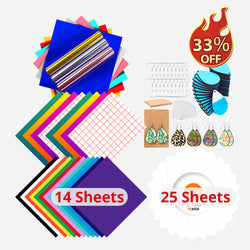 30Pcs Sublimation Earring Blanks & 31 Sheets Adhesive Vinyl & 25 Sheets Printable Vinyl Bundle