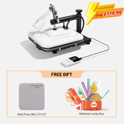 [⚡Flash Deal] Manual Heat Press Machine 15" x 15" 230V - (2 Colors) & Free Materials