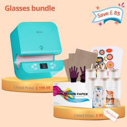 [Glasses Bundle]Auto Tumbler Heat Press Machine 230V +Glasses bundle (8pack Sublimation Glass Blank 16oz +Sublimation Paper*150+ Sticker Paper*20+PTFE Teflon Sheet*3+Heat Press tape*3+1Pair Gloves≥￡95)