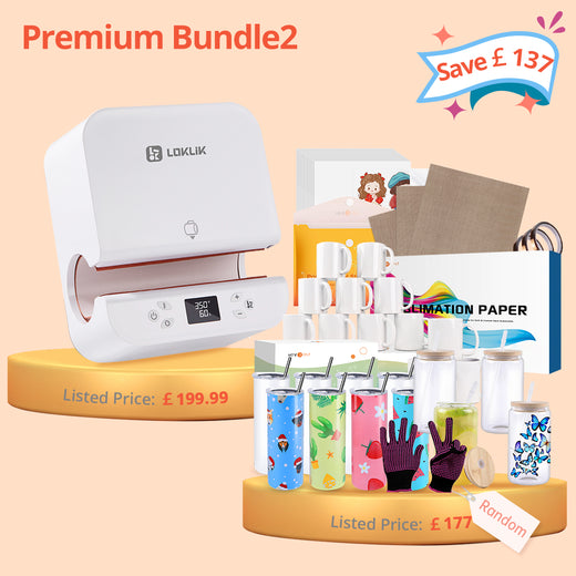 [Premium Bundle]Auto Tumbler Heat Press Machine 230V+Premium Bundle(Sublimation Paper*150 +Sublimation Tumbler 20oz*8 +Sublimation Glass 16oz*4 +Sublimation Mugs 11oz*12 Or Mini2 Heat Press Machine+Sticker Paper*15+Tools)