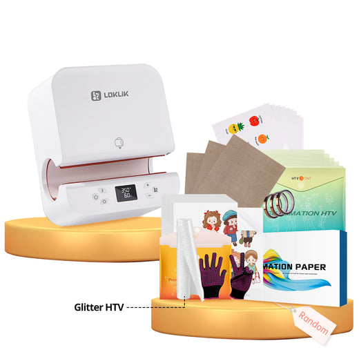 [Sublimation&Tools Bundle]Auto Tumbler Heat Press Machine 230V+Great Value Bundle (Sublimation Paper*150+Sublimation HTV*5+White Glitter HTV Roll-12"x6Ft+Waterproof Sticker Paper*40+PTFE Teflon Sheet*3+Heat Press tape*3+1Pair Gloves≥￡82)