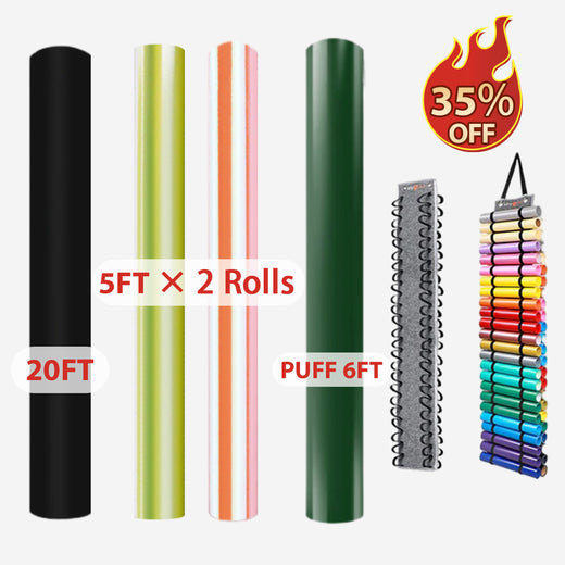 20FT HTV & 6FT Puff HTV & 2 Rolls Mirror Adhesive Vinyl & Tool Bundle