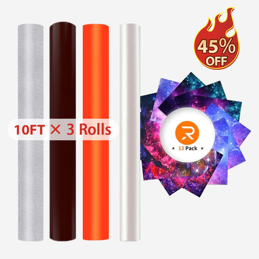 3 Rolls 10FT & 13 Sheets Special HTV & 1 Roll 5ft Chameleon HTV Vinyl Bundle