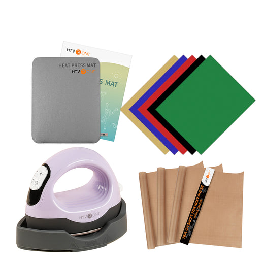 [Basic Bundle]HTVRONT Mini3 Heat Press+HTV&Tools Bundle(Multicolor  HTV*5+Heat Press Mat+Weeding Tools≥￡30)