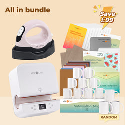 [All in bundle]HTVRONT Auto Tumbler+Mini3 Heat Press Machine+advanced Bundle(Multicolor HTV*10+Sumblimation Paper*25+Mugs 11oz*12+Transfer paper*10+PTFE Teflon Sheet+Heat Press Mat+Weeding Tools≥￡78)