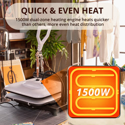 [Essential Bundle] Manual Heat Press Machine 15" x 15" 230V - (2 Colors) & 52 Pcs Heat Press Accessories (HTV, Heat Transfer Paper, Subli Paper, Tools)