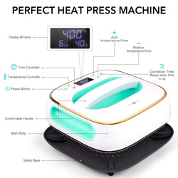 [Premium Bundle] T shirt Heat Press Machine - 10"X10"&Premium Box(Sublimation Paper*150+20Rolls HTV-20colors+Sublimation HTV*10+PTFE Teflon Sheet*3 ≥￡100)