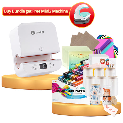 [Buy Bundle get Free Mini2 Machine] Auto Tumbler Heat Press Machine 230V+Super Valued Bundle(Sublimation Paper*150+Sublimation Glass 16oz*8+20rolls HTV vinyl-20colors+Sublimation HTV*5+Sticker Paper*20+Adhesive Vinyl*12+Tools≥￡164)