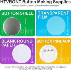 [Buy Button Parts get Free Button Maker Machine]HTVRONT Blank Button Making Supplies Bundle(1640pcs 58mm/2.25 inch for Button Maker Machine 58mm)