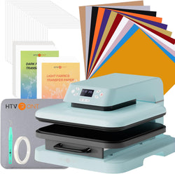 [St. Patrick's Day Deals] Auto Heat Press Machine 15" x 15" 110V +Stater Kit (Include HTV Vinyl&Sublimation Bundle, Transfer Paper,Tools&Heat Press Mat)