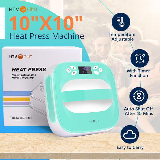 [PD Exclusive]HTVRONT T shirt Heat Press Machine 10" x 10" 220V - (2 Colors),Easy use,Iron Press for Sublimation and HTV Vinyl Shirt Press Machine for T-Shirts,Hat, Bags, Heating Transfer Projects