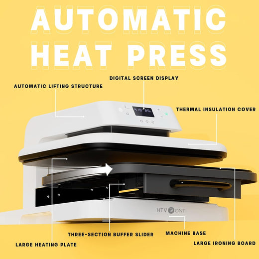 [St. Patrick's Day Deals]HTVRONT Auto Heat Press Machine 15" x 15"  230V - (2 Colors) & Materials Box For Free