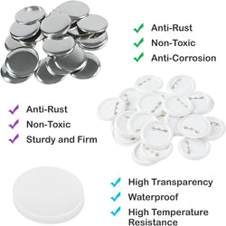 [Buy Button Parts get Free Button Maker Machine]HTVRONT Blank Button Making Supplies Bundle(1640pcs 58mm/2.25 inch for Button Maker Machine 58mm)