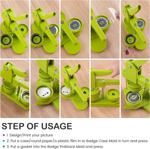 [Limited:65.59]Button Maker Machine 58mm with Free 110pcs Button Supplies - No Need to Install Pin Maker