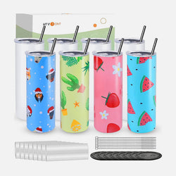 8 Pack 20oz Sublimation Tumbler Blank & 8 Pack Glass Sublimation Tumbler Bundle