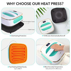 [HTV Bundle] T shirt Heat Press Machine - 10"X10"&Great Value Box (≥50sheets HTV + Cutting mat + Random Tools ≥￡60)