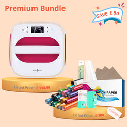 [Premium Bundle] T shirt Heat Press Machine - 10"X10"&Premium Box(Sublimation Paper*150+20Rolls HTV-20colors+Sublimation HTV*10+PTFE Teflon Sheet*3 ≥￡100)