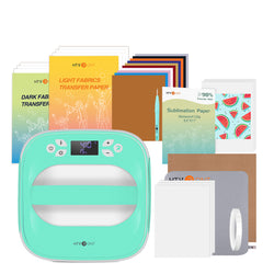 [Starter Kit]Easy Heat Press Machine - 10"X10"&Starter Kit(HTV Vinyl*10+Sublimation paper*25+Heat Transfer Paper*10+ Heat Press Mat +Tools)