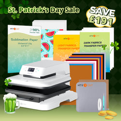 [St. Patrick's Day Deals] Auto Heat Press Machine 15" x 15" 110V +Stater Kit (Include HTV Vinyl&Sublimation Bundle, Transfer Paper,Tools&Heat Press Mat)