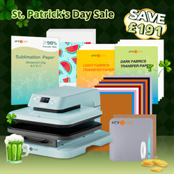 [St. Patrick's Day Deals] Auto Heat Press Machine 15" x 15" 110V +Stater Kit (Include HTV Vinyl&Sublimation Bundle, Transfer Paper,Tools&Heat Press Mat)