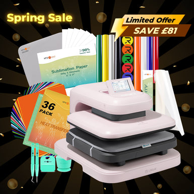 [Spring Sale]LOKLiK Auto Heat Press 2+HTV & Sublimation Essential Bundle(36 sheets HTV+150 sheets Sublimation Paper A4+Sublimation HTV Roll+PUFF HTV*8+Tools Bundle)